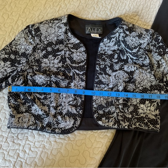 Alex Evenings 2pc Black Gown w/Silver Sparkle & Chiffon Accents Women’s Size10 - Picture 7 of 15